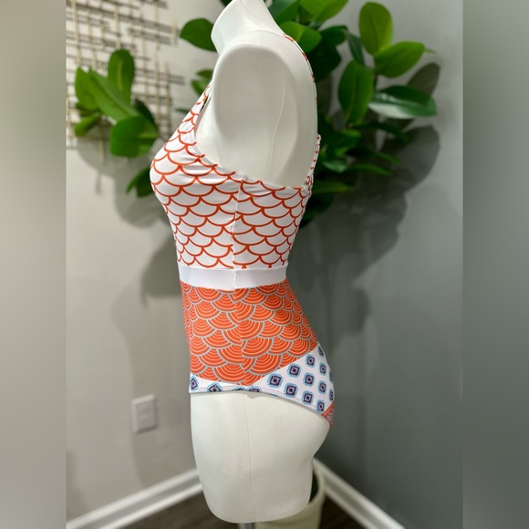 NEW CUPSHE Women's One-piece Swim High Waisted Swimwear Fish Scale Print - Picture 5 of 6